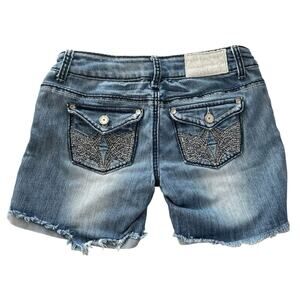Almost Famous Vintage Women’s Light Wash Blue Jean Shorts Frayed Style Size 5